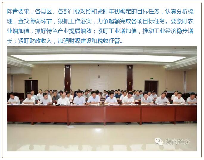 陳青在市政府全體會(huì )議上強調：緊盯一個(gè)目標抓好九大任務(wù)落實(shí)強化三項保障，確保全市經(jīng)濟社會(huì )持續快速發(fā)展